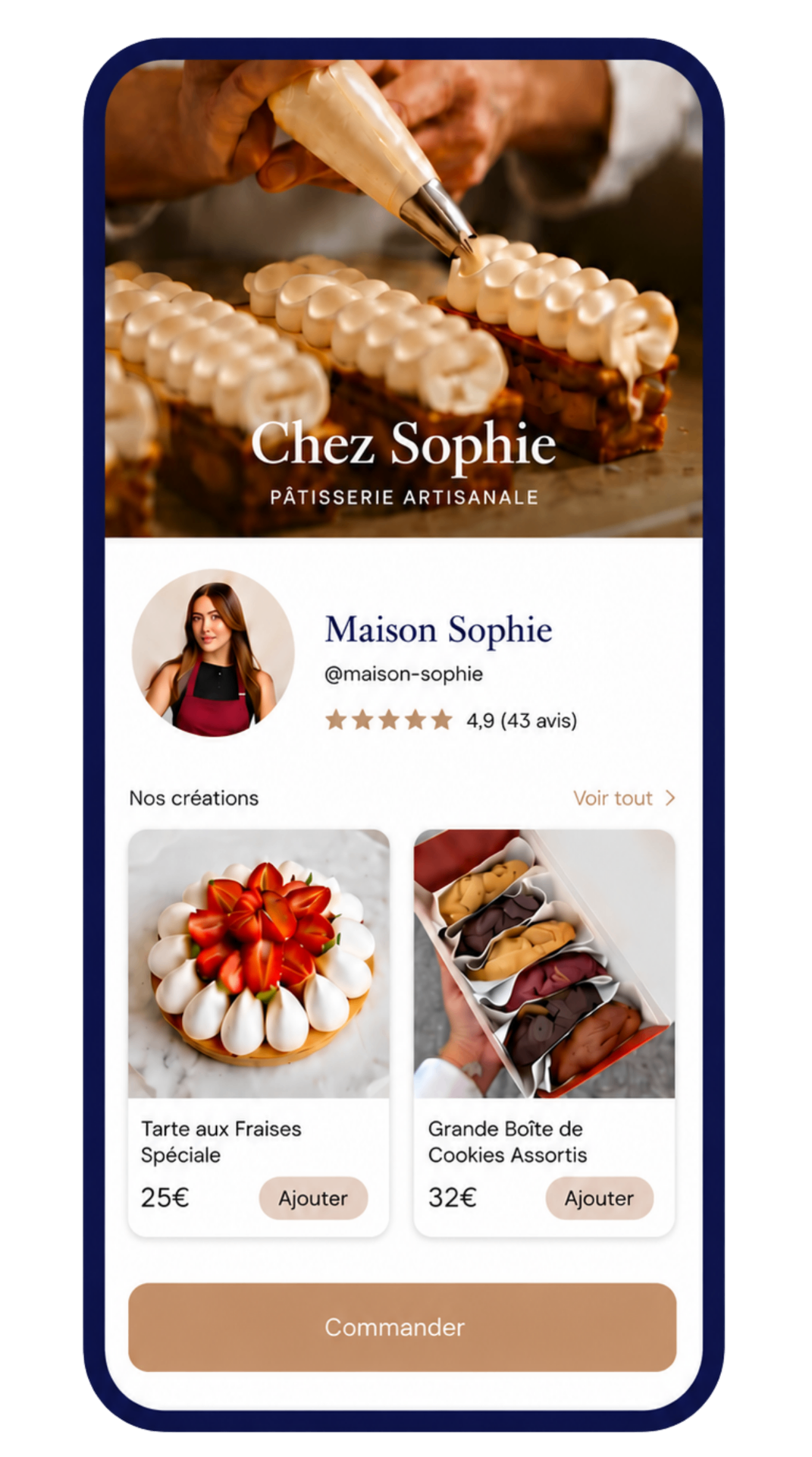 Aperçu d'une boutique Chez Sophie sur mobile